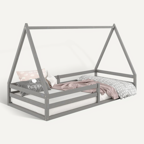 Lit Cabane Sila 90 X 190 Cm, En Pin Massif Gris