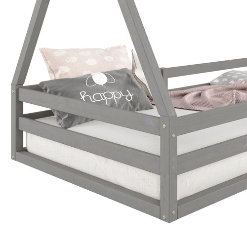 Lit Cabane Sila 90 X 190 Cm, En Pin Massif Gris