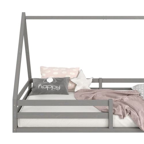 Lit Cabane Sila 90 X 190 Cm, En Pin Massif Gris