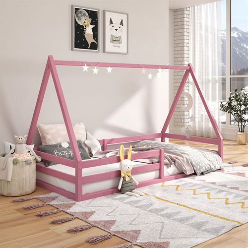 Lit Cabane Sila 90 X 190 Cm, En Pin Massif Rose