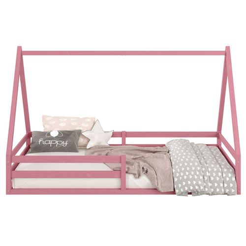 Lit Cabane Sila 90 X 190 Cm, En Pin Massif Rose