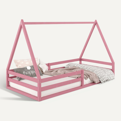 Lit Cabane Sila 90 X 190 Cm, En Pin Massif Rose
