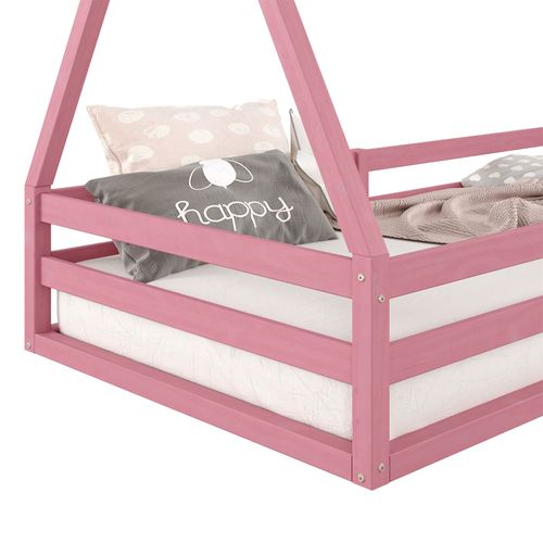 Lit Cabane Sila 90 X 190 Cm, En Pin Massif Rose