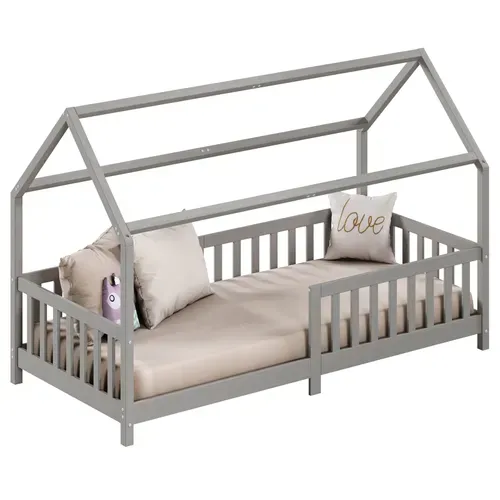 Lit Cabane Nina 90 X 190 Cm, En Pin Massif Lasuré Gris