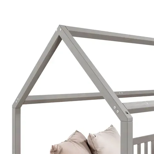 Lit Cabane Nina 90 X 190 Cm, En Pin Massif Lasuré Gris