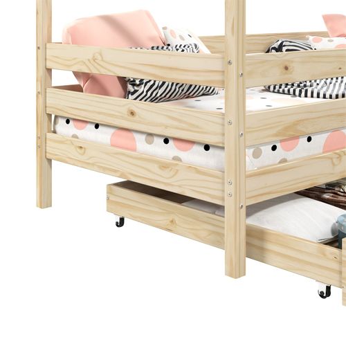 Lit Cabane Ena Avec Tiroirs, 90 X 190 Cm En Pin Massif Naturel