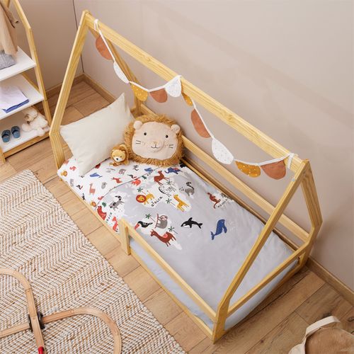 Lit Cabane Lusia 80 X 160 Cm, En Pin Massif Naturel