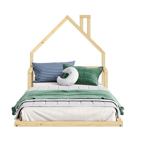 Lit Enfant Eloa Type Montessori, Couchage 90x190 Cm, En Pin Massif Naturel