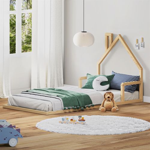 Lit Enfant Eloa Type Montessori, Couchage 90x190 Cm, En Pin Massif Naturel