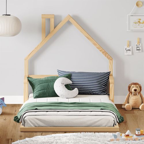 Lit Enfant Eloa Type Montessori, Couchage 90x190 Cm, En Pin Massif Naturel