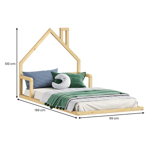Lit Enfant Eloa Type Montessori, Couchage 90x190 Cm, En Pin Massif Naturel