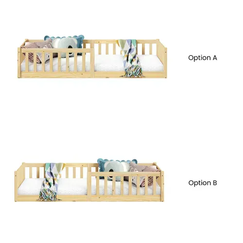 Lit Enfant Gustavo Type Montessori, Couchage 90x190 Cm, En Pin Massif Naturel