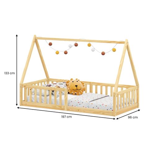 Lit Cabane Nicolas 90 X 190 Cm, En Pin Massif Coloris Naturel