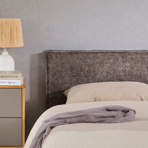 IDIMEX Tête De Lit MIRENN 140 Cm Rembourrée Tissu Polyester Noir – Pieds Plastique, Design Moderne Pour Lit 140 Cm
