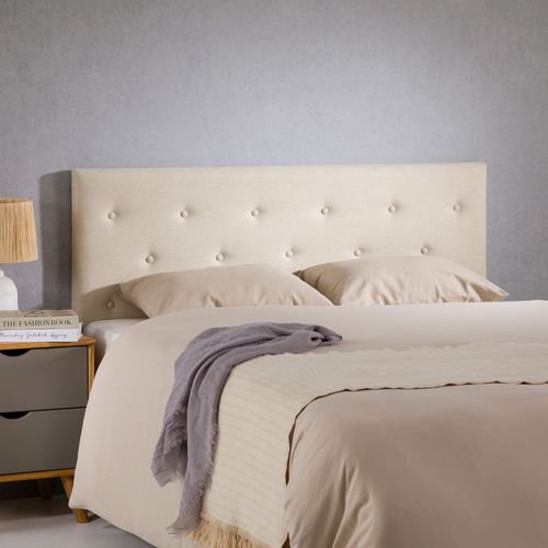 IDIMEX Tête De Lit BLOMIN 140cm Capitonnée Écru - Sur Pieds En Bois, Design Élégant Pour Lit 140cm
