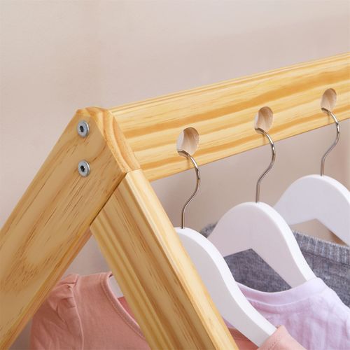 Penderie Enfant Sally En Bois Massif - Coloris Naturel Et Blanc