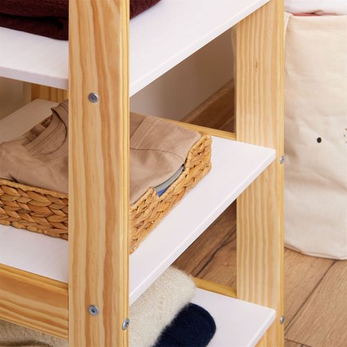 Penderie Enfant Sally En Bois Massif - Coloris Naturel Et Blanc