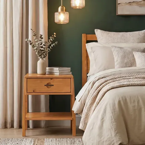 Table De Chevet Adamo H 49 Cm Avec Tiroir En Bois Massif - Coloris Chêne