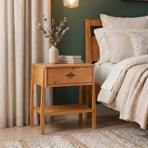Table De Chevet Adamo H 49 Cm Avec Tiroir En Bois Massif - Coloris Chêne