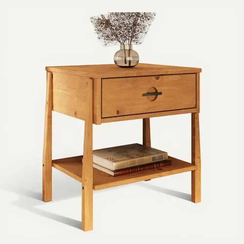 Table De Chevet Adamo H 49 Cm Avec Tiroir En Bois Massif - Coloris Chêne