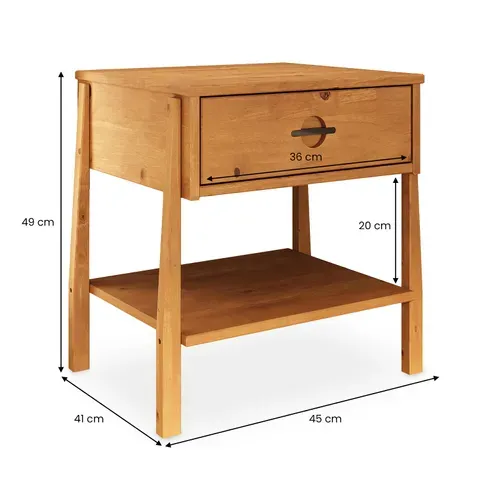 Table De Chevet Adamo H 49 Cm Avec Tiroir En Bois Massif - Coloris Chêne