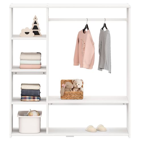 Penderie Enfant Rafael Avec Étagères En Pin Massif Lasuré Blanc