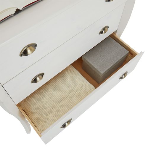 Commode Antoinette Au Style Baroque, En Pin Massif, Lasuré Blanc