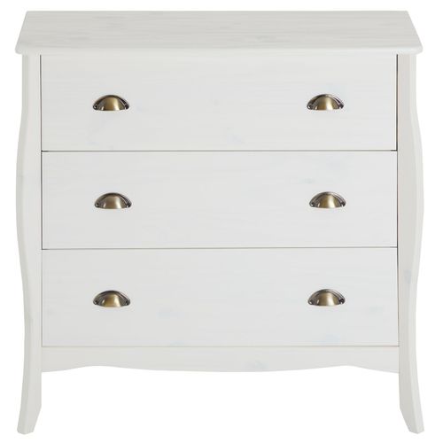 Commode Antoinette Au Style Baroque, En Pin Massif, Lasuré Blanc