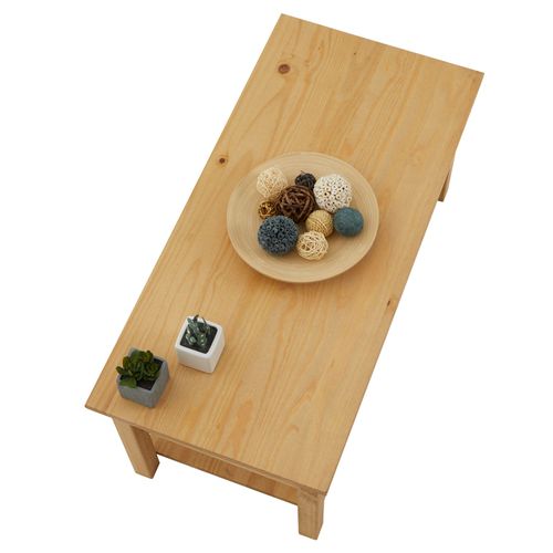 Table Basse Tequila Style Mexicain Avec 2 Tiroirs, En Pin Massif Finition Teintée/cirée
