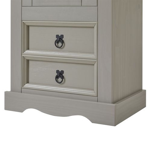 Armoire Tequila Avec 1 Porte Et 2 Tiroirs, En Pin Massif Lasuré Gris Et Brun