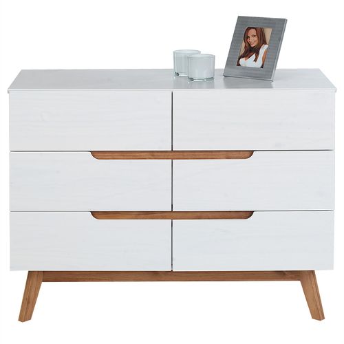 Commode Tibor, 6 Tiroirs, Lasuré Blanc