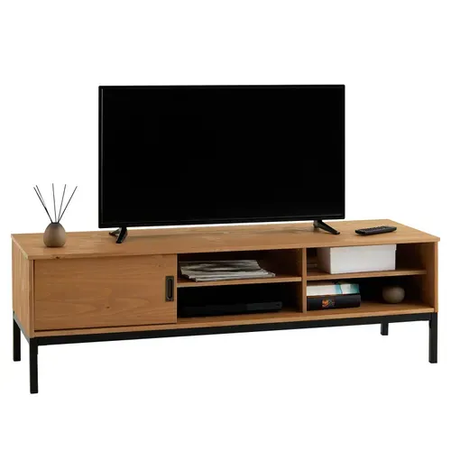 Meuble TV Selma, 2 Portes Coulissantes, Teinté Brun Clair