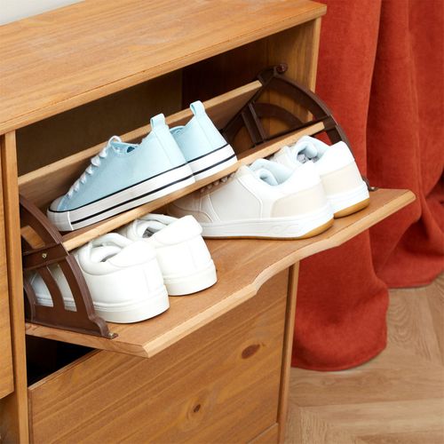 Meuble à Chaussures En Pin Basil, 2x2 Abattants, Lasuré Couleur Miel