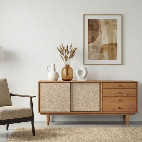 Buffet Simona L 175 Cm En Bois Massif - Coloris Chêne
