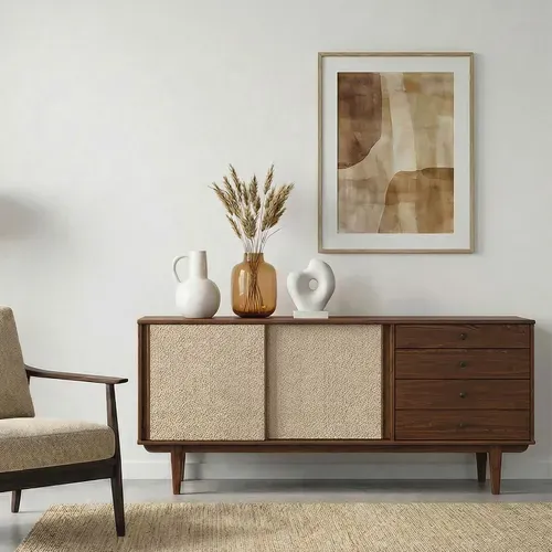 Buffet Simona L 175 Cm En Bois Massif - Coloris Châtaignier