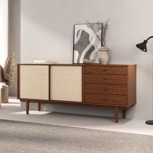 Buffet Simona L 175 Cm En Bois Massif - Coloris Châtaignier