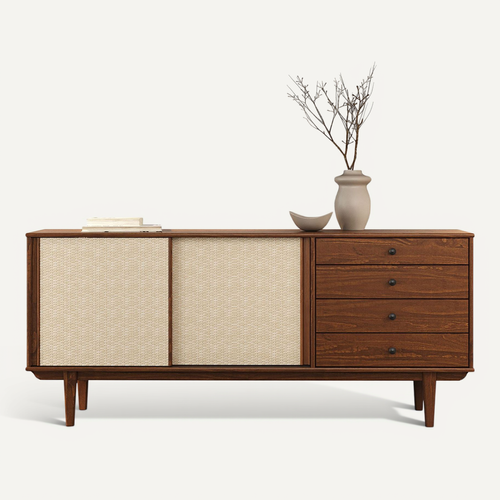 Buffet Simona L 175 Cm En Bois Massif - Coloris Châtaignier