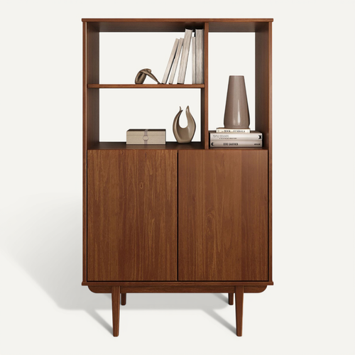 Buffet Haut Simona H 133 Cm En Bois Massif - Coloris Châtaignier