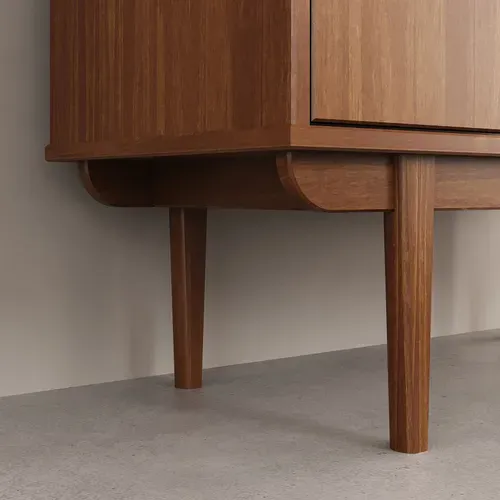 Buffet Haut Simona H 133 Cm En Bois Massif - Coloris Châtaignier