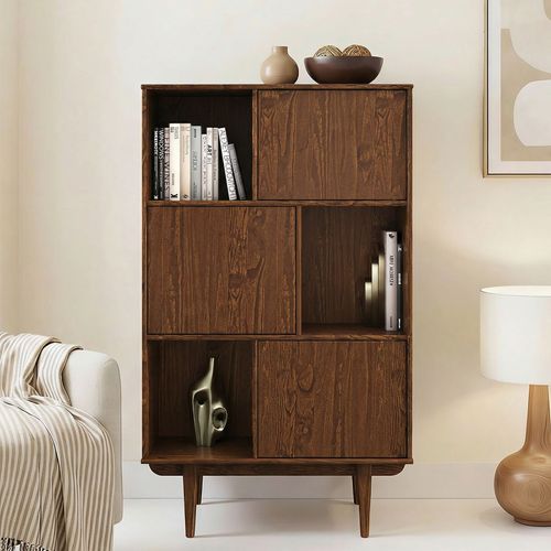 Buffet Haut Simona H 139 Cm En Bois Massif - Coloris Châtaignier