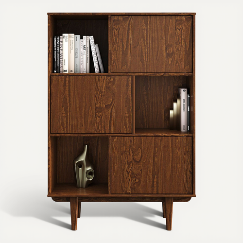 Buffet Haut Simona H 139 Cm En Bois Massif - Coloris Châtaignier