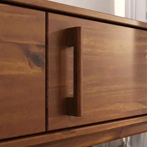 Meuble TV Tecca L 180 Cm 3 Portes En Bois Massif - Coloris Châtaignier