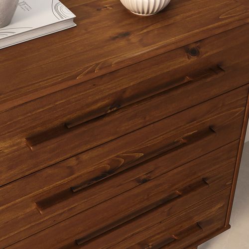 Commode Tecca L 80 Cm 4 Tiroirs En Bois Massif - Coloris Châtaignier