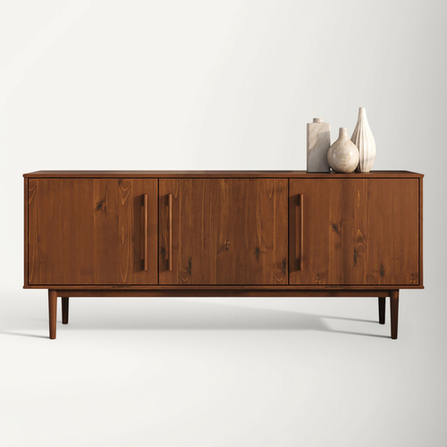 Buffet Tecca L 145 Cm 2 Portes 3 Tiroirs En Bois Massif - Coloris Châtaignier
