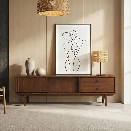 Meuble TV Simona L 175 Cm En Bois Massif - Coloris Châtaignier