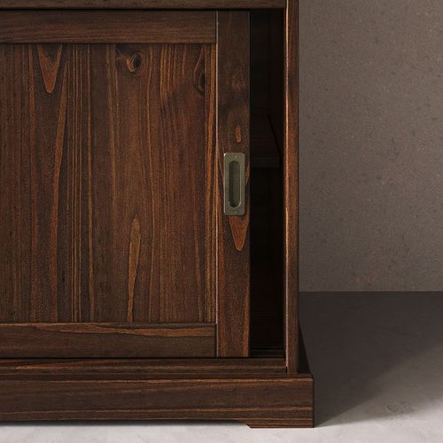 Buffet Savona En Pin Massif, 2 Tiroirs Et 2 Portes - Coloris Noyer