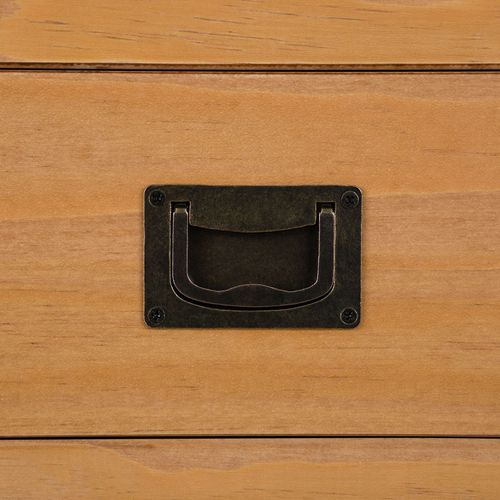 Buffet Savona En Pin Massif, 3 Tiroirs Et 3 Portes, Lasuré Brun