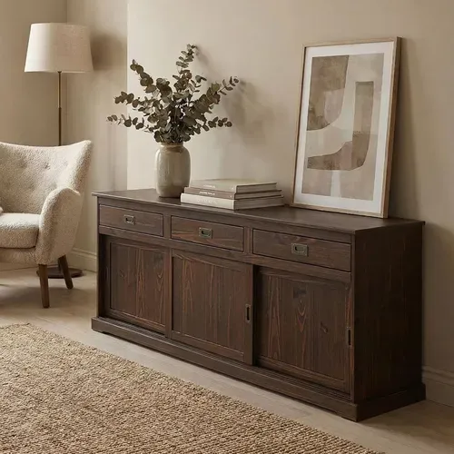 Buffet Salle À Manger Savona L 160 Cm En Bois Massif - Coloris Noyer