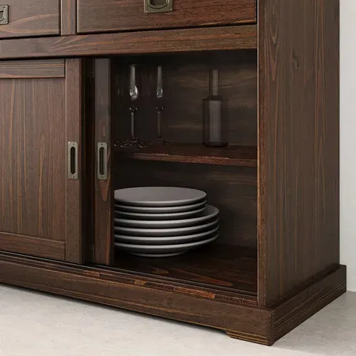 Buffet Salle À Manger Savona L 160 Cm En Bois Massif - Coloris Noyer