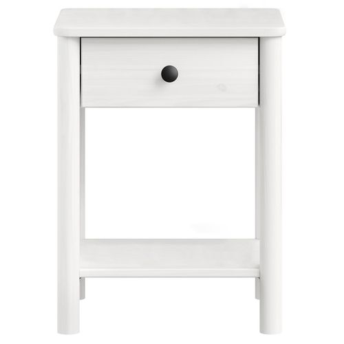Table De Chevet Apoana Avec Tiroir – En Pin Massif Lasuré Blanc